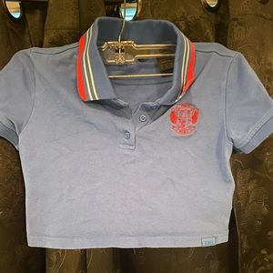 Size 0 Fenty puma colab cropped collard shirt